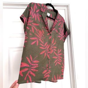 Tropical Leaf Print Blouse